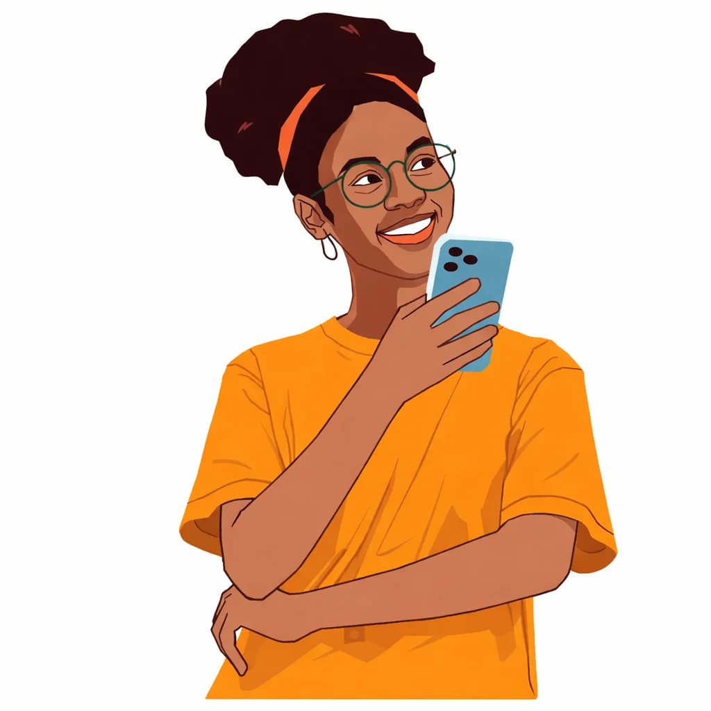 Happy person using mobile app for package tracking